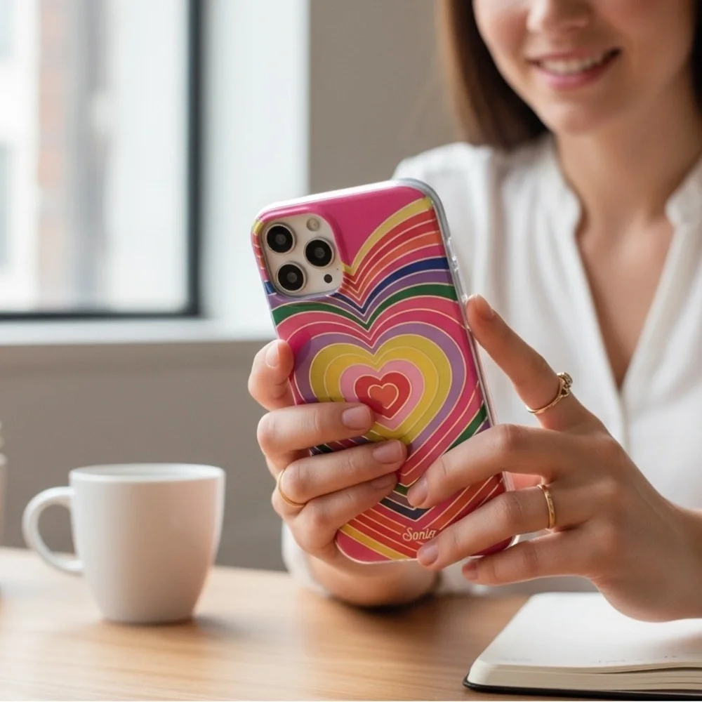 Sonix Rainbow Hearts iPhone MagSafe Antimicrobial Hardshell Case various sizes